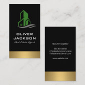 Green Gebäude Icon Real Anwesen Lux Gold Trimm Visitenkarte (Vorne/Hinten)