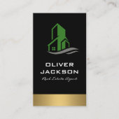 Green Gebäude Icon Real Anwesen Lux Gold Trimm Visitenkarte (Vorderseite)