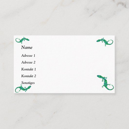 Green Gecko Business Cards Visitenkarte (Vorderseite)