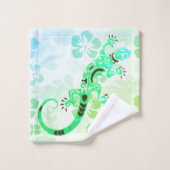 Green Gecko Hibiskus Badhandtuch Set (Waschlappen)