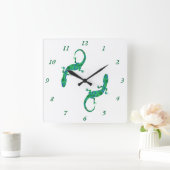 Green Gecko Quadratische Wanduhr (Zuhause)