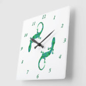 Green Gecko Quadratische Wanduhr (Winkel)