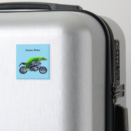 Green Gecko Rider auf Motorrad Magnet