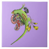 Green Gecko Tribal Lila Fliese (Vorderseite)