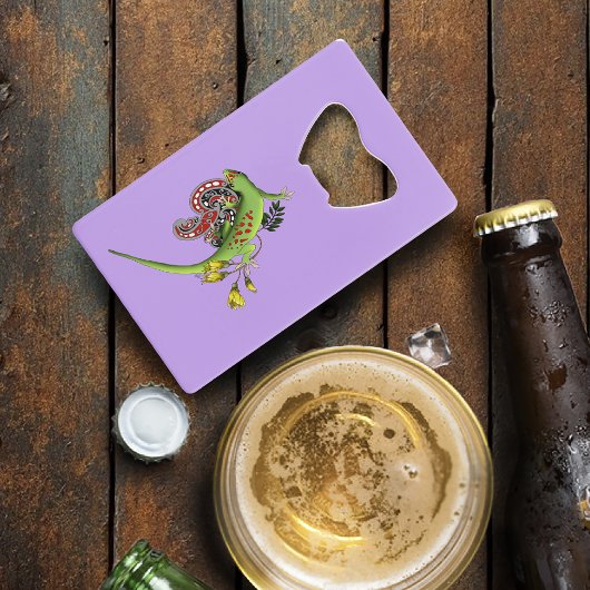 Green Gecko Tribal Lila Geldbeutel Flaschenöffner