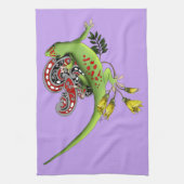 Green Gecko Tribal Lila Geschirrtuch (Vertikal)