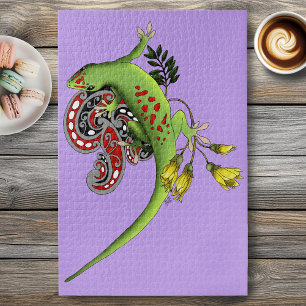 Green Gecko Tribal Lila Puzzle