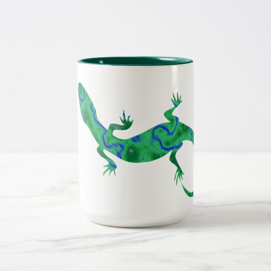 Green Gecko Zweifarbige Tasse (Mittel)