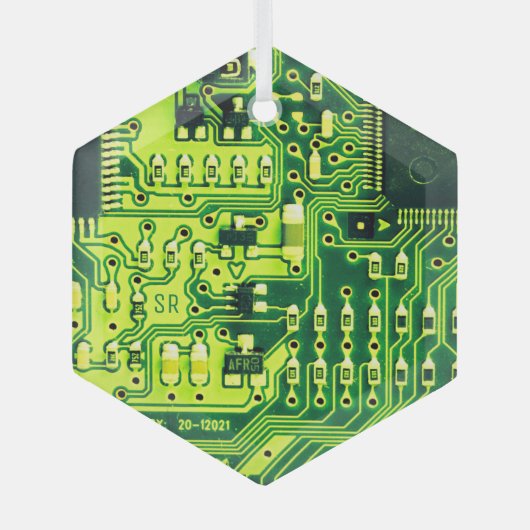 Green gedruckte Leiterplatte PCB Custom Geek Glass Ornament Aus Glas (Vorderseite)