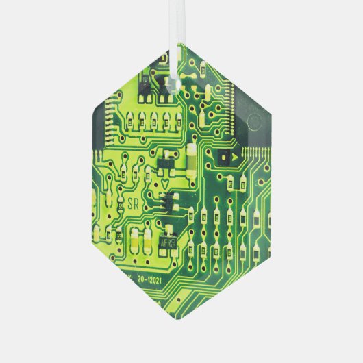 Green gedruckte Leiterplatte PCB Custom Geek Glass Ornament Aus Glas (Vorderseite Links)