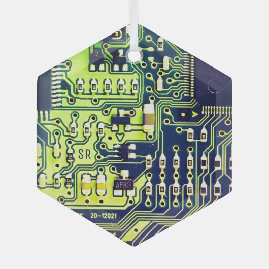 Green gedruckte Leiterplatte PCB Custom Geek Ornament Aus Glas (Vorderseite)