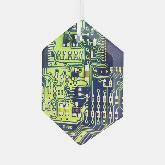 Green gedruckte Leiterplatte PCB Custom Geek Ornament Aus Glas (Vorderseite Links)