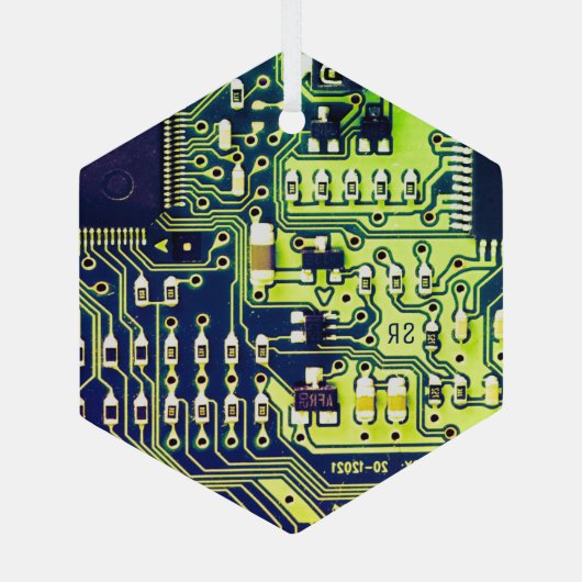 Green gedruckte Leiterplatte PCB Custom Geek Ornament Aus Glas (Rückseite)