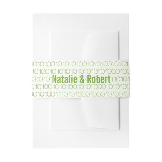 Green Geek Chic Binary Code Bands Einladungsbanderole (Vorderseite Beispiel)
