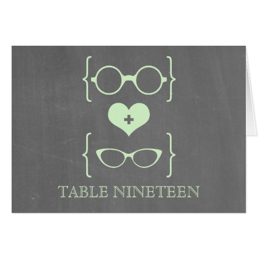 Green Geeky Glasses Chalkboard Tischnummer Card (Vorderseite (Horizontal))