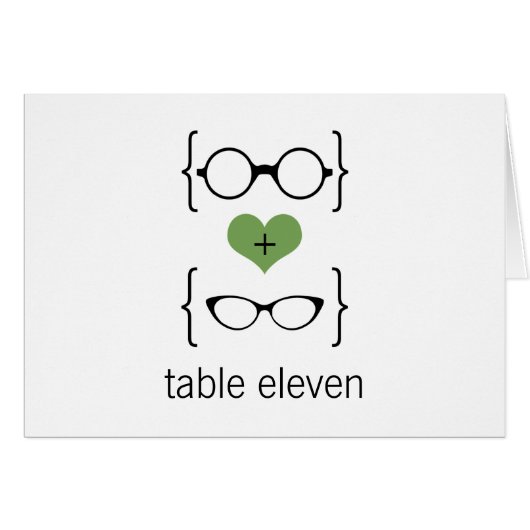 Green Geeky Glasses Tischnummer Card (Vorderseite (Horizontal))