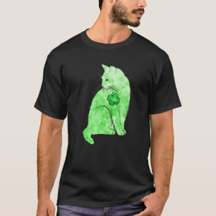 Green Gefärbte Krawatte Cat Kleeblatts St Patricks T-Shirt
