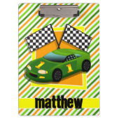 Green, gelb & orange Rennwagen, Streifen Klemmbrett (Vorderseite)