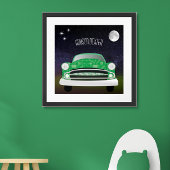 Green Gemein Retro Car Boy's Room Poster