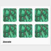 Green Gemustert Malachite Quadratischer Aufkleber (Blatt)