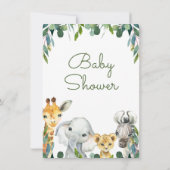 Green Gender Neutral Safari Baby Dusche Einladung (Rückseite)