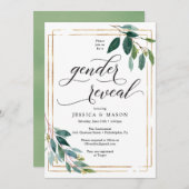 Green Gender Reveal Invites Card Programm (Vorne/Hinten)