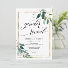 Green Gender Reveal Invites Card Programm
