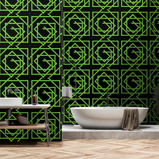 Green Geo Black Tapete (Badezimmer)