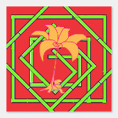 Green Geo Floral Red Tapete (Vorderseite)