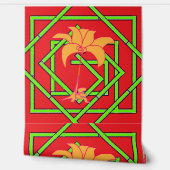 Green Geo Floral Red Tapete (Abrollen)