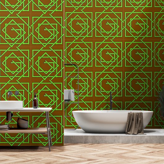 Green Geo Pale Brown Tapete (Badezimmer)
