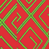 Green Geo Red Tapete (Naht)