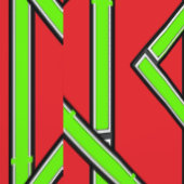 Green Geo Red Tapete (Naht)