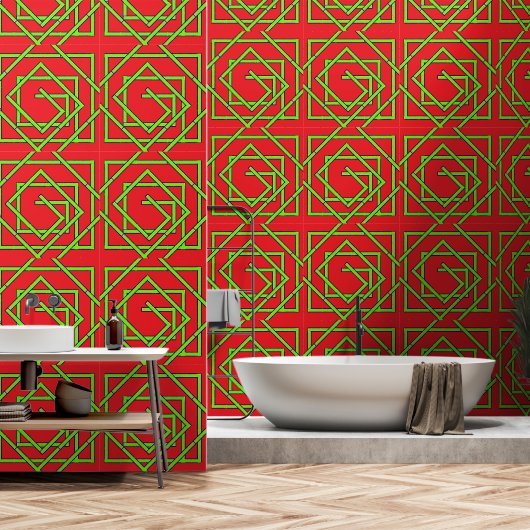 Green Geo Red Tapete (Badezimmer)