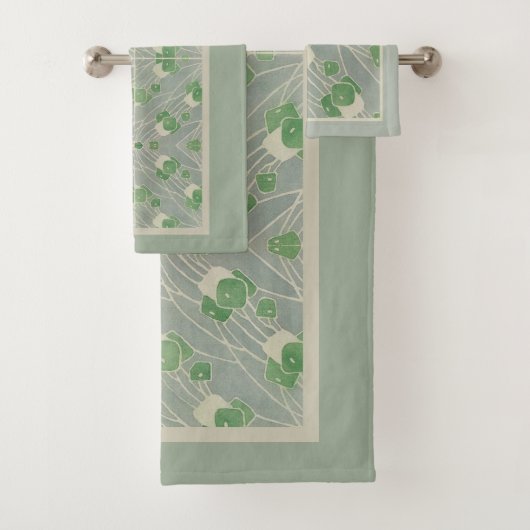 Green Geometric 1915 Hannah Borger Overbeck Badhandtuch Set (Insitu)