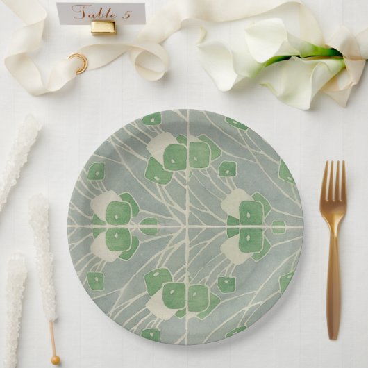 Green Geometric 1915 Hannah Borger Overbeck Pappteller (Hochzeit)