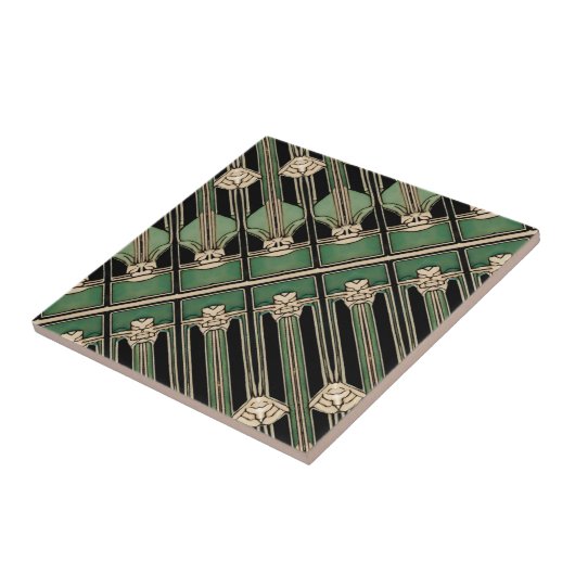 Green Geometric Art Deco Art Nouveau Fliese (Seite)