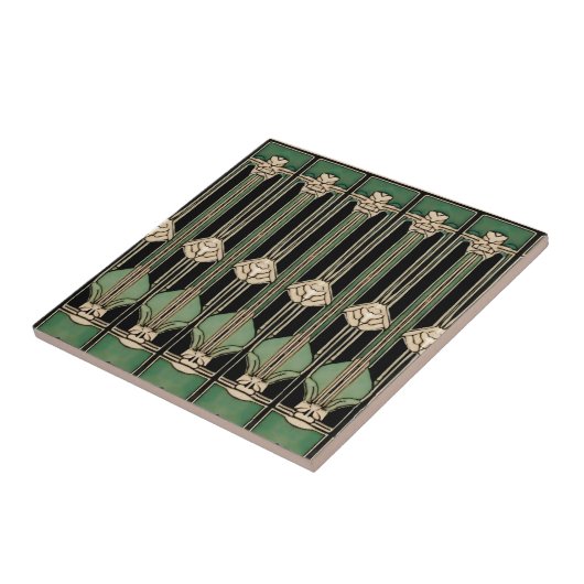 Green Geometric Art Deco Art Nouveau Fliese (Seite)