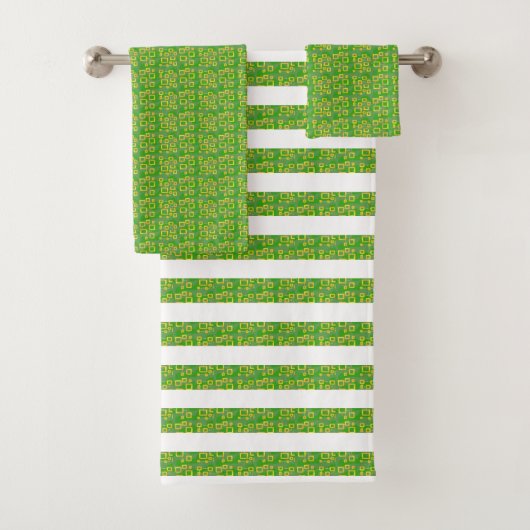 Green Geometric Badhandtuch Set (Insitu)
