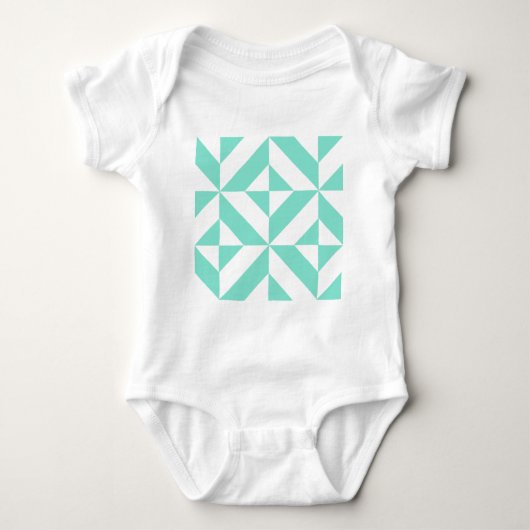 Green Geometric Deko Cube Muster Baby Strampler (Vorderseite)