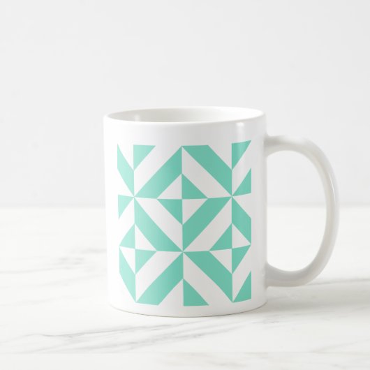 Green Geometric Deko Cube Muster Kaffeetasse (Rechts)