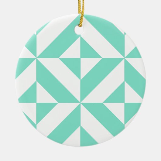 Green Geometric Deko Cube Muster Keramik Ornament (Vorne)