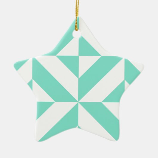 Green Geometric Deko Cube Muster Keramikornament (Vorne)