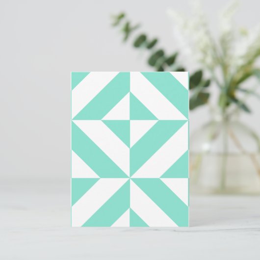 Green Geometric Deko Cube Muster Postkarte (Stehend Vorderseite)