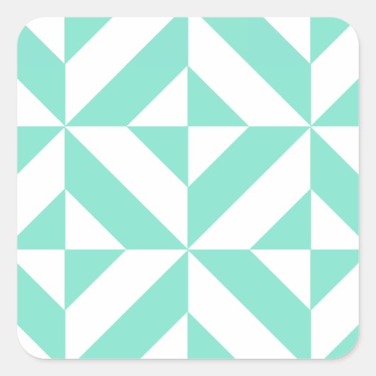 Green Geometric Deko Cube Muster Quadratischer Aufkleber (Vorderseite)