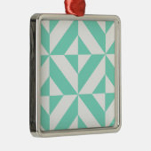 Green Geometric Deko Cube Muster Silbernes Ornament (Rechts)