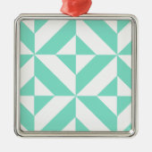 Green Geometric Deko Cube Muster Silbernes Ornament (Vorne)