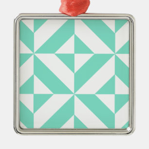 Green Geometric Deko Cube Muster Silbernes Ornament