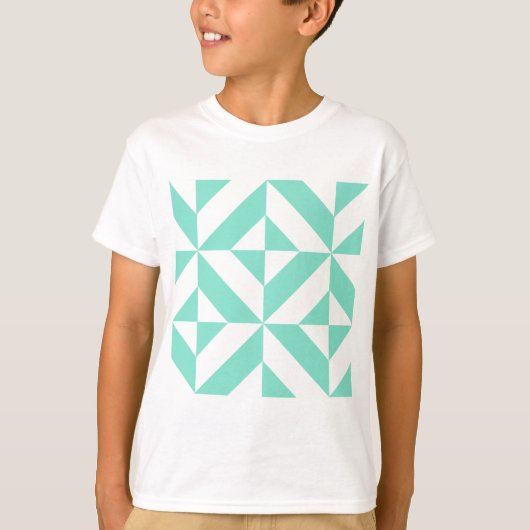 Green Geometric Deko Cube Muster T-Shirt (Vorderseite)