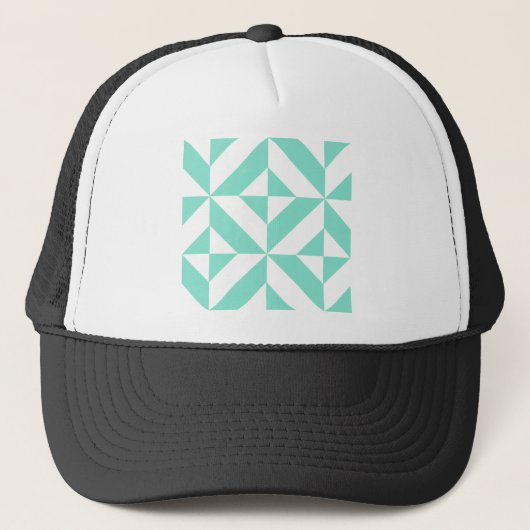 Green Geometric Deko Cube Muster Truckerkappe (Vorderseite)